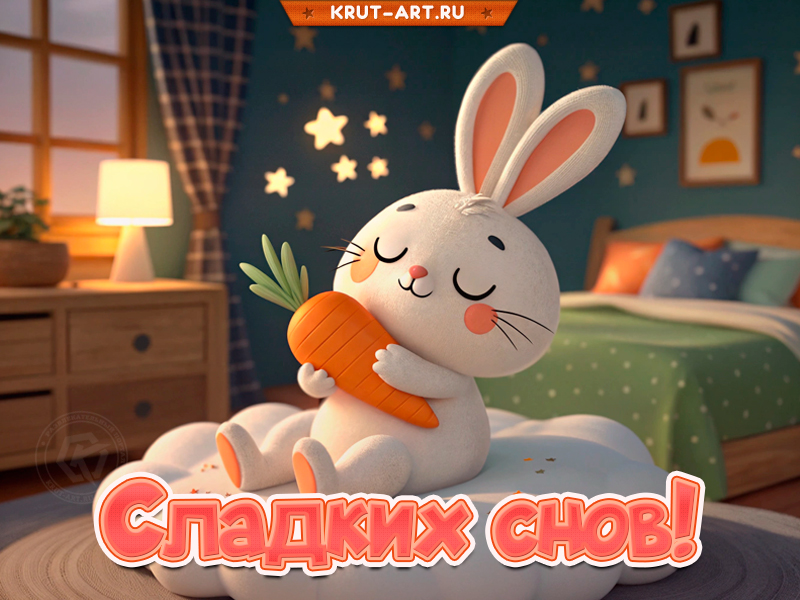 Пожелание доброй ночи от кролика для ребёнка!