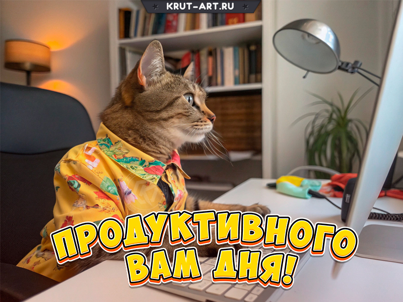 Котик желает продуктивного дня!